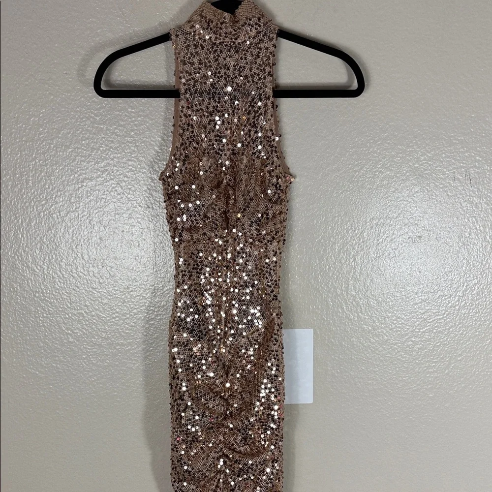 Delfi Collective Avelie Ruched Sequin Dress in Nude - Picture 6 of 16